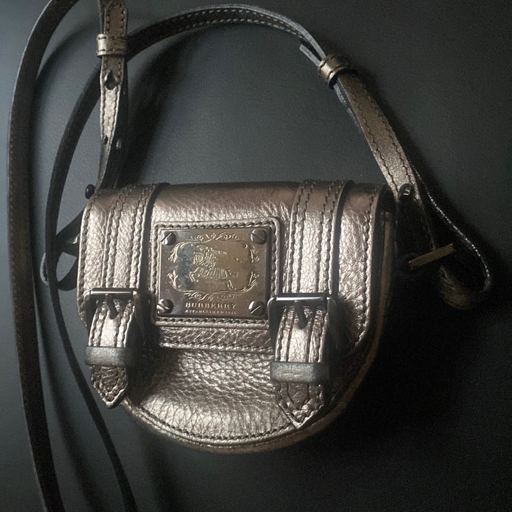 Burberry Metallic Bronze Crossbody Saddle Bag